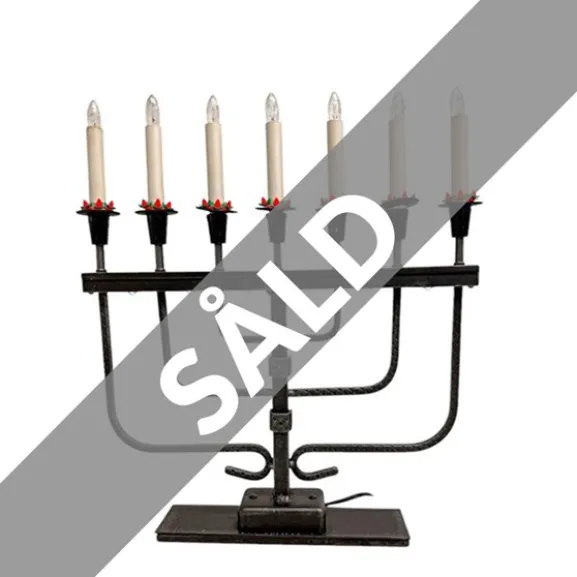 Elljusstake Svart Metall 7arm, 46 cm