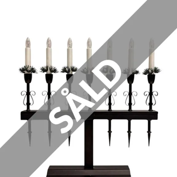 Elljusstake Svart Metall 7arm, 38 cm