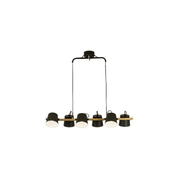ESPRESSO taklampa, svart/trä 100cm