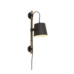 Espresso vägglampa, svart/trä