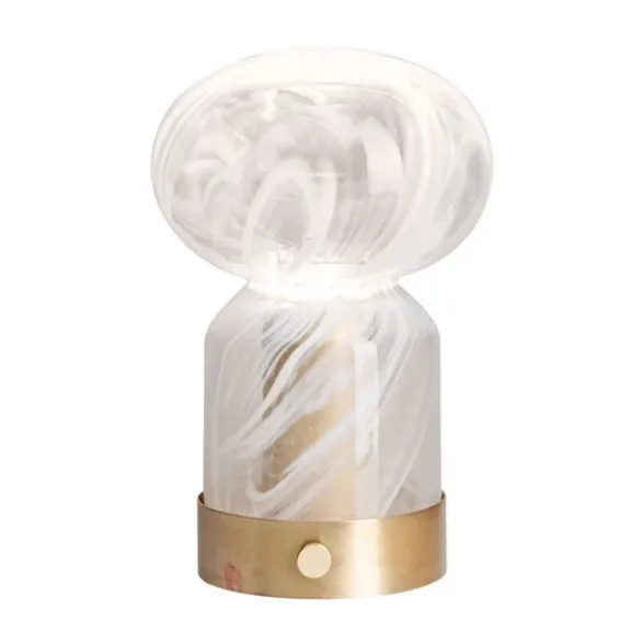 Essence, glas Cloudy portabel bordslampa, mässing/glas