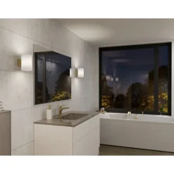 Evoke vägglampa L satin brass/opal E14