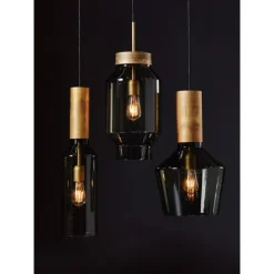 Fenomen taklampa stor, råmässing/rökfärgat