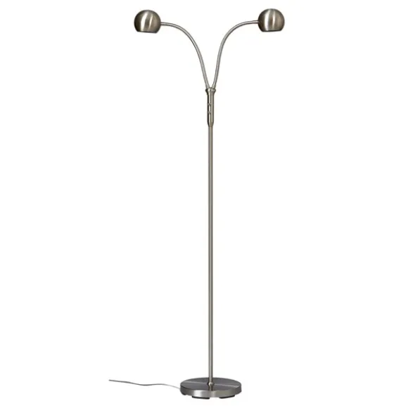 Fladen golvlampa tvåarmad, nickel