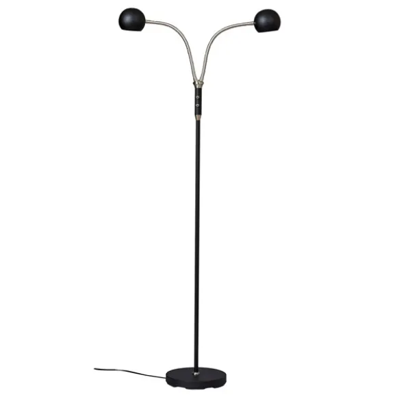 Fladen golvlampa tvåarmad, svart
