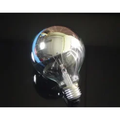 Glödlampa glob E27, 60W toppförspeglad silver