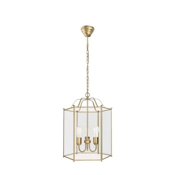 Glimminge taklampa, mässing/klarglas 58cm