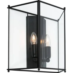 Glimminge vägglampa, mattsvart/klarglas 32,5cm