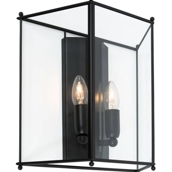 Glimminge vägglampa, mattsvart/klarglas 32,5cm
