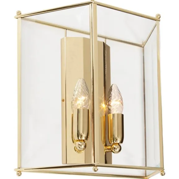 Glimminge vägglampa, mässing/klarglas 32,5cm