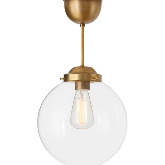 Glob taklampa fast höjd, råmässing/klarglas 25cm