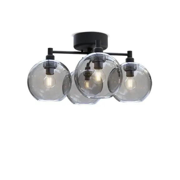 Gloria plafond, Ø46 svartstruktur/rökfärgat glas