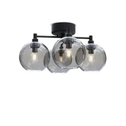 Gloria plafond, Ø46 svartstruktur/rökfärgat glas