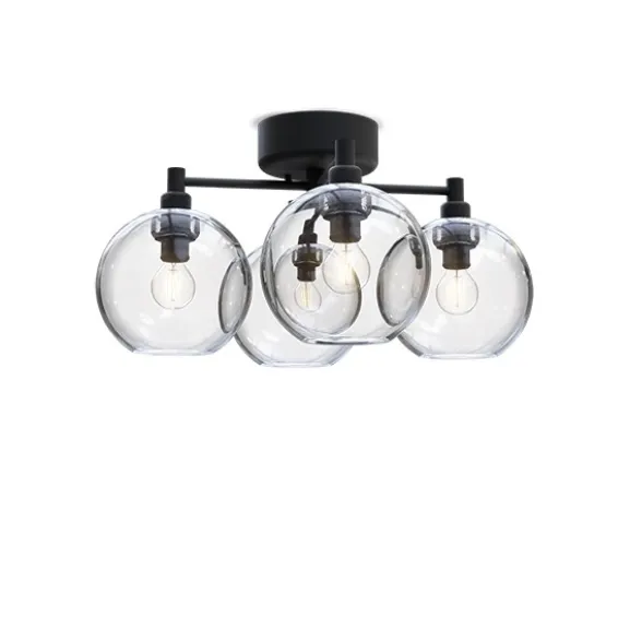 Gloria plafond, Ø46 svartstruktur/klart glas
