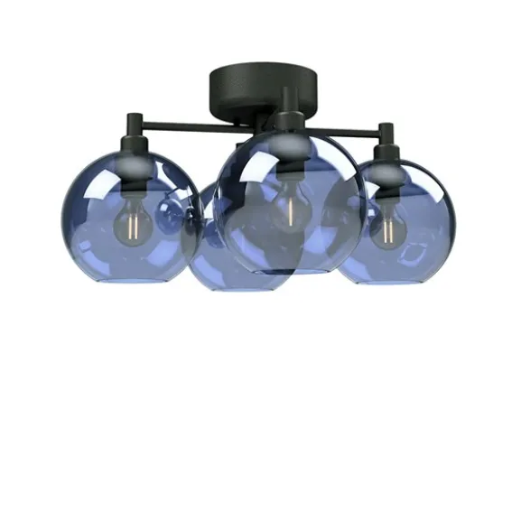 Gloria plafond D460 svartstrukt/blått glas E14