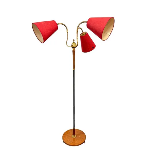 Golvlampa 3arm Brun/Mässing, 150 cm