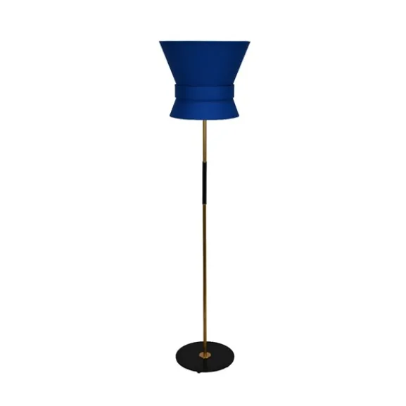 Golvlampa Bow Rå mässing - Large Midnight Blue