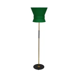 Golvlampa Bow Rå mässing - Large Emerald Green