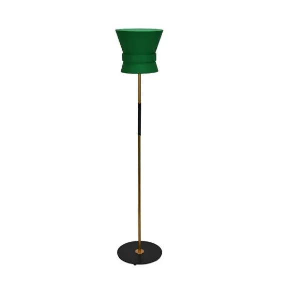 Golvlampa Bow Rå mässing - Small Emerald Green