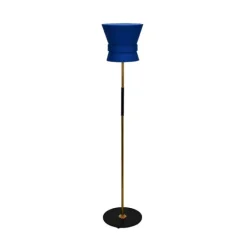 Golvlampa Bow Rå mässing - Small Midnight Blue