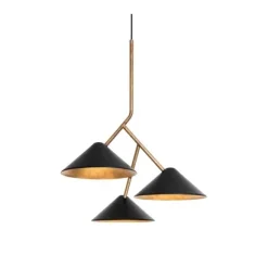 Grenverk taklampa 3-låg, råmässing/mattsvart