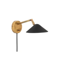 Grenverk vägglampa, råmässing/mattsvart