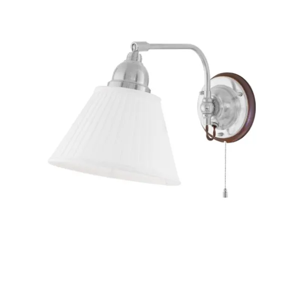 Gripenberg vägglampa nickel/brun m dragbrytare