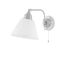 Gripenberg vägglampa nickel/vit m dragbrytare