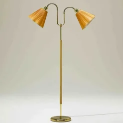 Gripsholm golvlampa, mässing/bok 145cm