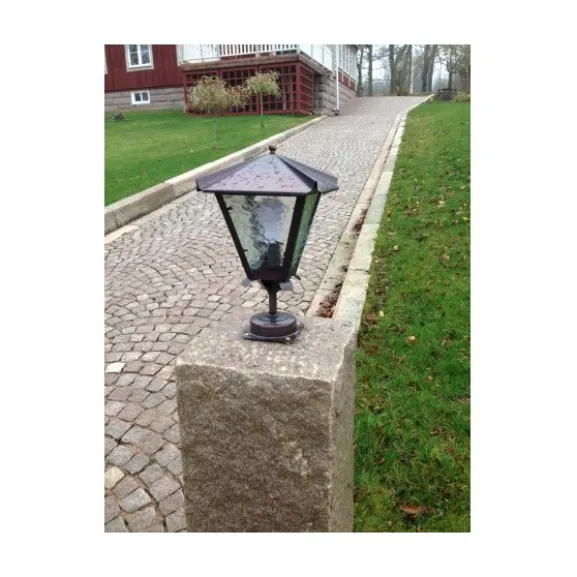 Gustav fotlykta, koppar/gult katedralglas