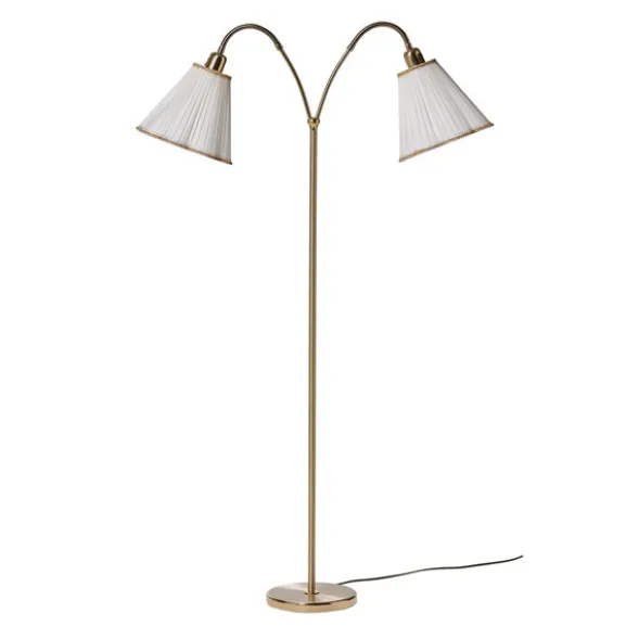 Haga golvlampa tvåarmad, mässing 140cm