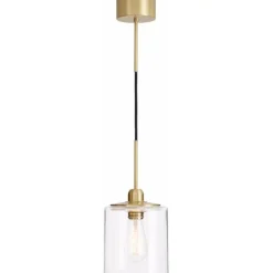 Hägring taklampa, borstad mässing/klar 17cm