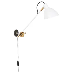 KH#1 vägglampa med lång arm, vit/råmässing 55cm