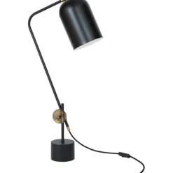 Knekt bordslampa, svart/råmässing