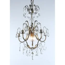 Kristallkrona Charlotte 5-Arm Liten Antikmässing 40cm