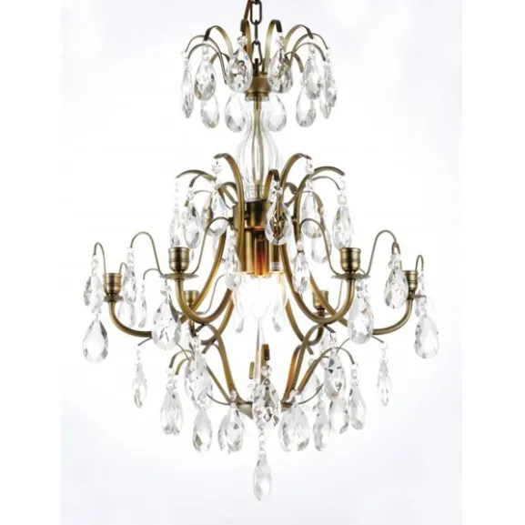 Kristallkrona Charlotte 6-Arm Medium Antikmässing 47cm