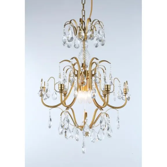 Kristallkrona Charlotte 6-Arm Medium Borstad Mässing 47cm