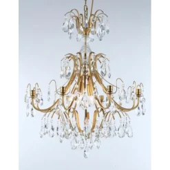 Kristallkrona Charlotte 8-Arm Stor Borstad Mässing 60cm
