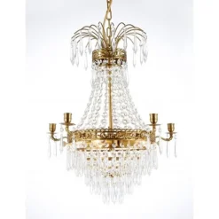 Kristallkrona Empire Classic Ny 5-Arm Liten Borstad Mässing 49cm