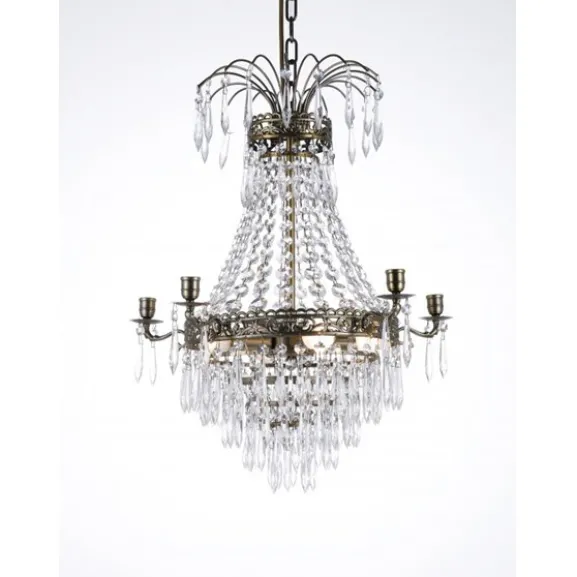 Kristallkrona Empire Classic Ny 5-Arm Liten Antikmässing 49cm