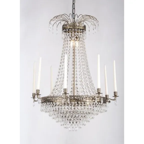 Kristallkrona Empire Classic 8-Arm Stor Antikmässing 66cm