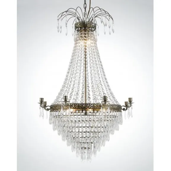 Kristallkrona Empire Classic Ny 8-Arm Stor Antikmässing 66cm