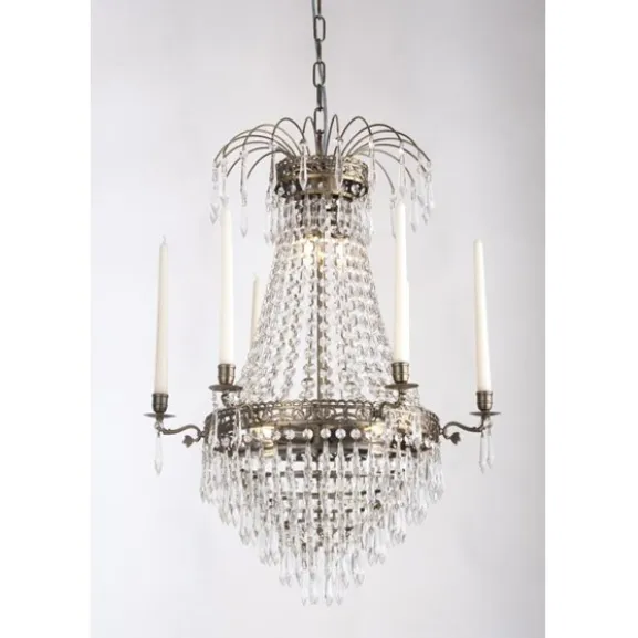 Kristallkrona Empire Classic Ny 6-Arm Medium Antikmässing 55cm
