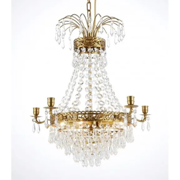 Kristallkrona Empire Classic 5-Arm Liten Borstad Mässing 49cm