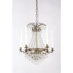 Kristallkrona Empire Classic 5-Arm Liten Antikmässing 49cm