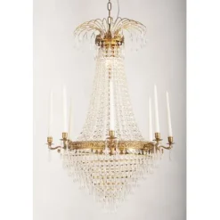 Kristallkrona Empire Classic Ny 8-Arm Stor Borstad Mässing 66cm