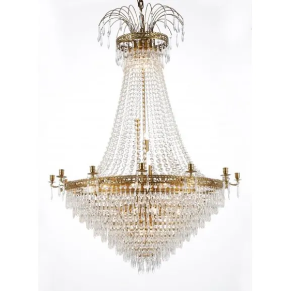 Kristallkrona Empire Classic Ny 10-Arm Xl Borstad Mässing 95cm