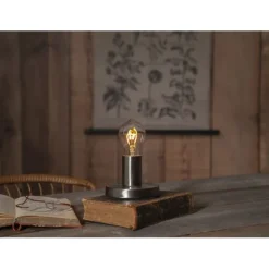 Lampfot E27 Glans Stål 8cm