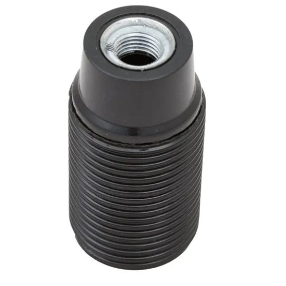 Lamphållare E14 bakelit gängad svart, ojordad