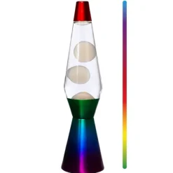Lavalampa 36 cm multi/vit rainbow bas LED